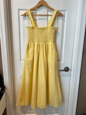 Chelsea & Theodore Yellow Eyelet Smocked Sundress